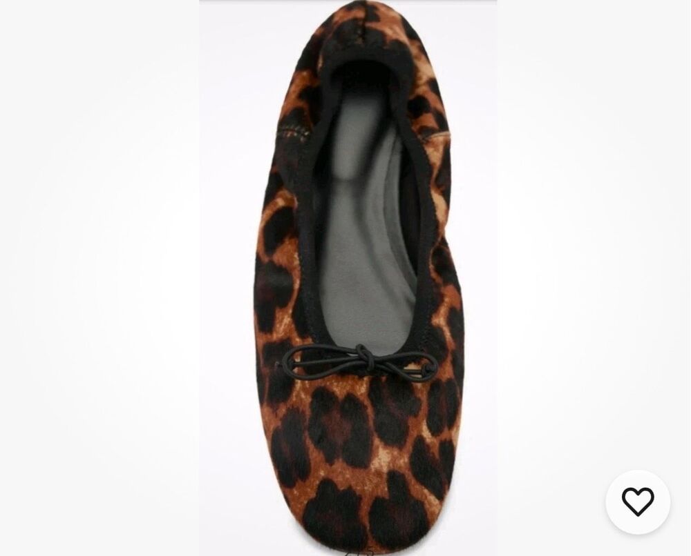 MNG Mango $100 Leopard Calf Hair Ballet Flats Round Toe Womens 7.5 EU 38 NEW - Picture 4 of 6